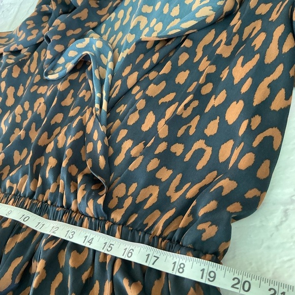 RACHEL Rachel Roy Faux Wrap Cheetah Black and Brown Long Sleeve Dress - Picture 11 of 14